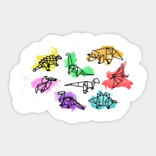 Origami Watercolor Dinosaurs Sticker